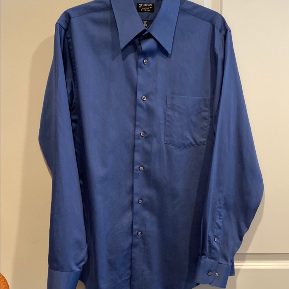 Arrow Blue Dress Shirt with Pointed Collar